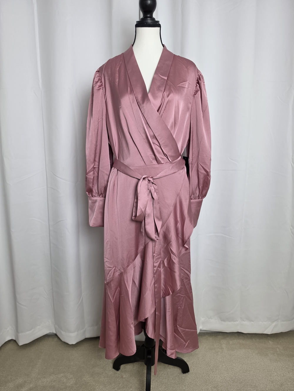 Eloquii Satin Mauve High-Low Wrap Dress